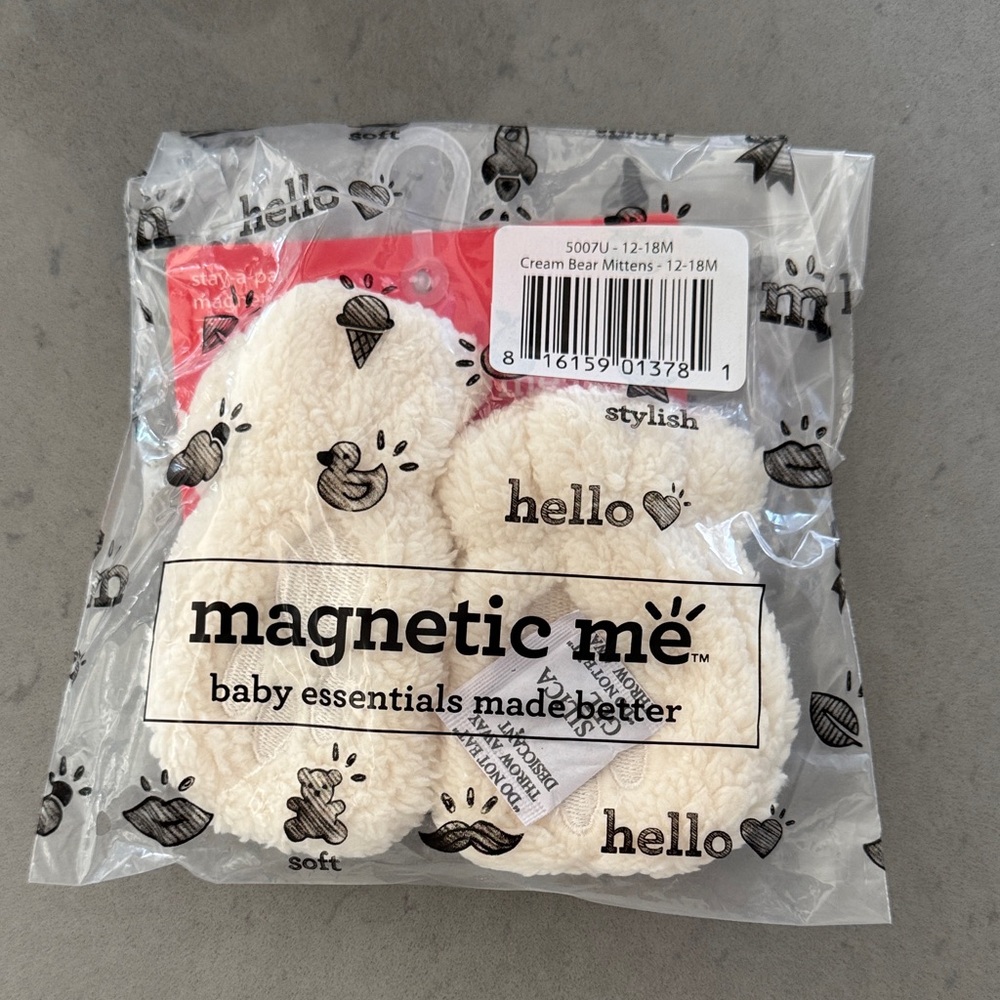 Magnetic Me Soft Cream Mittens 12-18 months New in Bag